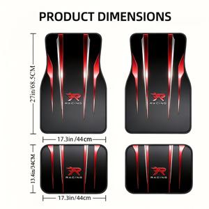 TEMU 2D 4pcs 패턴 자동차 바닥매트, 스타일리시, 흡수력 우수, 미끄럼 방지, 세탁 가능, 실내 보호 제공, 세단, 해치백, SUV 모델 호환, 사계절 사용 가능, 초보 운전자에게 적합