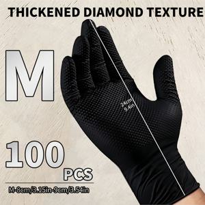TEMU 100개 세트, 9인치 텍스처 장갑, XL/L/M/S 사이즈, 8g 두꺼운 헤비듀티 장갑, 일회용 나이트릴 장갑, 재사용 가능 장갑, 주방 청소용 장갑, 휴일 선물, 라텍스 프리, 파우더 프리, 알코올 프리