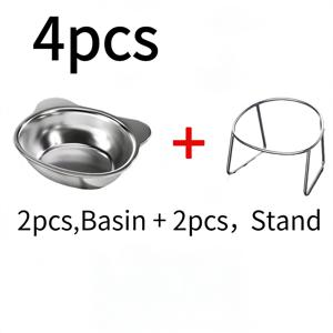 TEMU 4pcs 세트: 볼 2개 + 브래킷 2개 - 튼튼한 스테인리스 스틸 고양이 밥그릇 - 미끄럼 방지 고점적 볼 시스템, 간편한 세척 둥근 모서리, 모던 습식/건식 음식 그릇 (아기 고양이용), 타일 바닥 호환 - 이상적인 고양이 주인 선물