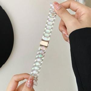 TEMU 1개입 20mm/22mm 호환 무지개빛 투명 수지 시계 밴드, 삼성 7/6/5/4 40mm/44mm, 화웨이 워치, 피트빗, 가민 워치, 혼어(Honor)용 교체용 손목 스트랩, 남성/여성용, 생일/크리스마스 선물