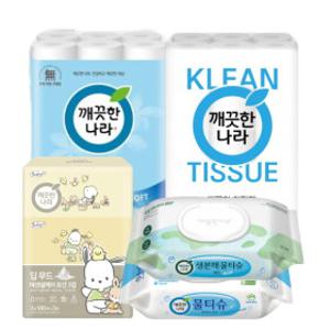 [깨끗한나라] 추가 쿠폰할인! 롤화장지 3팩 外 화장지/물티슈/키친타올 특가