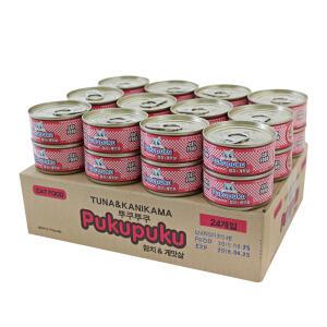 뿌꾸뿌꾸 캣푸드 프리미엄 고양이캔 80g 24개입-참치게살