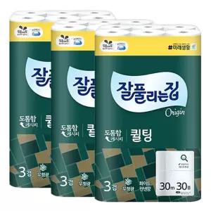 미래생활 잘풀리는집 퀼팅 화장지 30m 30롤 3팩