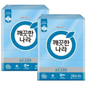 깨끗한나라 각티슈 순수소프티 180매 6입 x2개