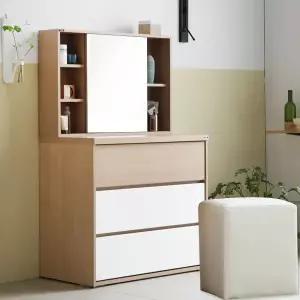 인터데코 화장대서랍장 83cm (3단서랍장+수납거울+의자) TP401