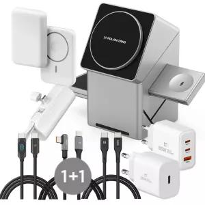 -48%) 고속 충전 케이블 100w 2in1 일체형 미니 도킹형 보조배터리 5000mAh C타입 8핀 맥세이프 마그네틱 8000mAh
