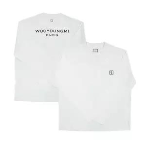 우영미 코튼 백로고 롱슬리브 긴팔 티셔츠 화이트 W233TS17709W