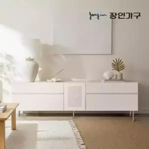 장인가구 무와 E0등급 하이그로시 1800 높은 거실장 티비다이