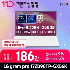[최.종.1.8.6.만] LG 그램프로17 / 17ZD90TP-GX56K - RAM 16GB / SSD 256GB / 오피스밸류팩 증.정 / ND