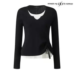 [롯데백화점]나인식스뉴욕 데일리 레이어드 셔링 긴팔 니트  NP3KT006L0