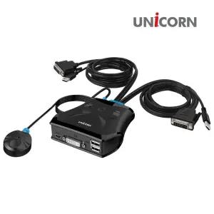 유니콘 2대1 DVI KVM 스위치 케이블연결형/HDMI/멀티/뷰어/선택기/호환/케이블/분배기/듀얼/모니터/2포트