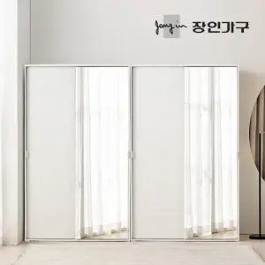 장인가구 코라 2400 슬라이딩 옷장 세트 1200 거울옷장 행거형 2개)
