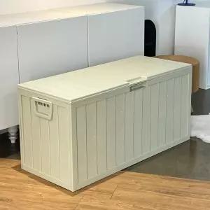 NEW 야외보관함 290L 수납 정리함 플라스틱 조립식창고 택배보관함 데크박스 수납 벤치 정원 베란다정리