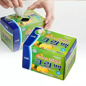 1+1 크린랩 컴팩트 크린백 뽑아쓰는 위생백 (대) 30x45 100매