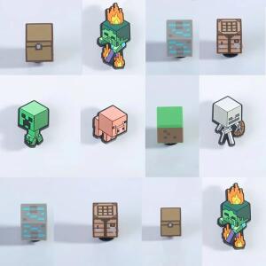마인크래프트 신발 참 장식 DIY 홀 클로그 창의적인 샌들 PVC 인형 귀여운 재미있는 액세서리 버클 핀 게임 크록