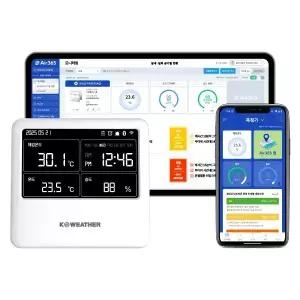 [국내생산] 케이웨더 KW-STI400 IoT 체감온도계 산업현장 학교 군부대 폭염 알림 기록 체감온도 측정기