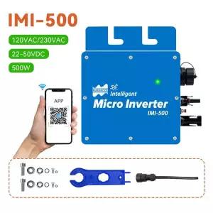 호환 와이파이 인텔리전스 태양광 그리드 연결 마이크로 인버터 500W 22-50VDC 120V 및 230V 파워 그리드에