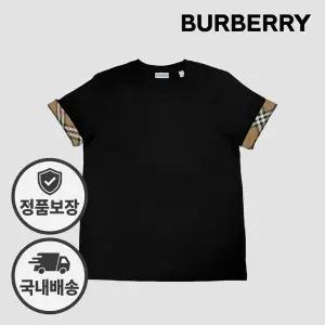 [버버리] 체크 라운드 티셔츠 블랙 8104291 154156601