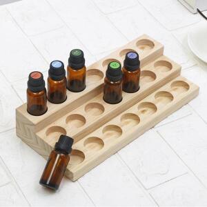 천연 나무 에센셜 오일 디스플레이 스탠드 홀더 랙 스토리지 주최자 18 슬롯 30ml 병 향수 보관함