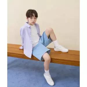 빈폴 키즈 BI6364UE1V Essential 클래식 리넨 멀티 스트라이프 셔츠 라이트 퍼플 988716