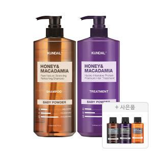 쿤달 네이처 샴푸 베이비파우더향 1058ml, 1개+트리트먼트 베이비파우더향 1058ml, 1개+증정(샴푸 일랑일랑 100ml+트리트먼트 일랑일랑 100ml+바디워시 일랑일랑 100ml 각 1개 (총 3개))