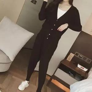 판촉 활동 여성 플리츠 니트 가디건 조거 팬츠 상하의 세트 쓰리피스무료배송