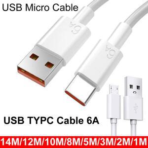 USB 3.0 마이크로 2.4A 6A 타입 C 연장 케이블 14M/12MM/10M 8M 5M 3M 2M 1M 고속 충전 데이터 (샤오미, 삼성 카메라, PS5, PS4 호환)