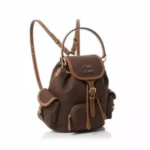 미우미우 MIU MIU 26SS 캔버스 및 가죽 백팩 미디엄 5BZ043 2IBQ F04KB)