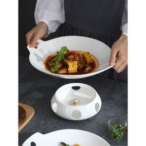 도자기 워머 수육 세라믹 부페 난로 호텔 데우는 9인치 도자기워머 세트 23CM
