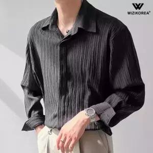 남성 플리츠 셔츠 주름 긴팔 남방 오버핏 봄 여름 링클프리 남친룩 WI011S