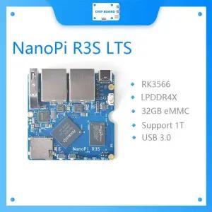 NanoPi R3S LTS RK3566 미니 라우터 (듀얼 25GbE 32GB eMMC CNC 알루미늄 케이스 Linux 지원)