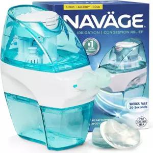 Navage 스타터 번들 비강 관개 시스템 노즈 클리너 1개와 혼잡 를 위한 솔트팟 30개가 포함된 식염수 헹굼