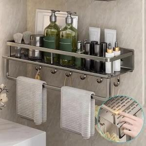 알루미늄 주방 선반 벽걸이형 향신료 정리대 녹 및 습기 방지 욕실 세면도구 보관