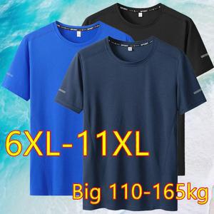 남성용 티셔츠 9XL 빠른 건조 반소매 라운드 빅사이즈 스포츠 상의