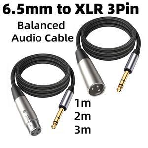 XLR to 1/4 TRS 케이블 6.5mm(6.35mm) 남성 3핀 여성/남성 스테레오 밸런스드 오디오 기타 마이크 스피커