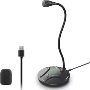 CMOCIIIY 플러그 앤 플레이 USB 컴퓨터 마이크 넥 및 음소거 버튼 LED 게임 유튜브 스트리밍용 데스크톱