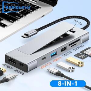 디스크 저장 기능이 있는 8-in-1 USB 3.2 허브 멀티 어댑터 카드 리더기 노트북용 타입 C-HDMI 호환 분배기