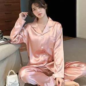 실크 잠옷 새틴 상하의 라운지 여성 잠옷 파자마