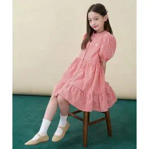 빈폴 BEANPOLE KIDS 시어서커 깅엄체크 반소매 원피스 레드 BI6471G026 440890
