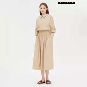 시슬리 [아울렛] 허리 스모킹 셔츠 원피스 SAOPE7431