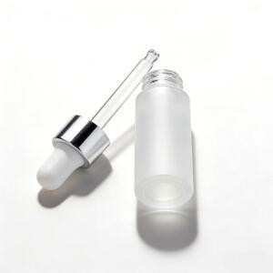 10pcs 1ml 투명한 프로스트 미니 드로퍼 병 피펫 포함 유리 에센셜 오일 아로마테라피 액체 바이알