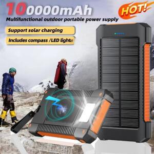 300000mAh 태양광 보조배터리 휴대용 충전기 방수 파워뱅크 SOS 플래시라이트 포함 아이폰 및 샤오미 용