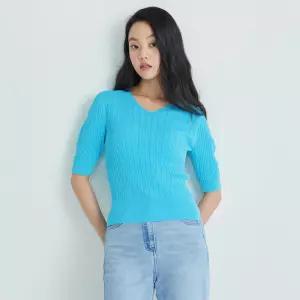 나이스클랍 변형골지 V넥 풀오버  A233PWK602