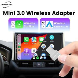 HEYINCAR 미니 3.0 무선 카플레이 안드로이드 오토 어댑터 USB 동글 루프레이 블루투스 5.8 와이파이 자동