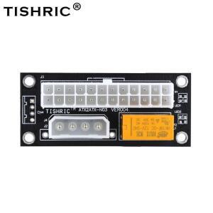 TISHRIC 듀얼 PSU PC 블록 동기화 장치 전원 공급 어댑터 Add2psu ATX 24핀 - Molex 동기식 라이저 카드 마
