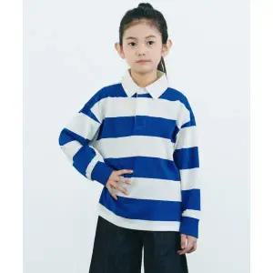 무신사 스탠다드 MUSINSA ANDARD KIDS 스트라이프 럭비 셔츠 블루화이트