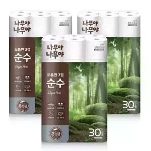 나무야나무야 도톰한3겹순수 화장지 27Mx30롤 3팩