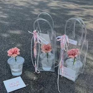 PVC 투명 쇼핑백 답례품 구디백 젤리백 비닐 손잡이 가방 꽃다발