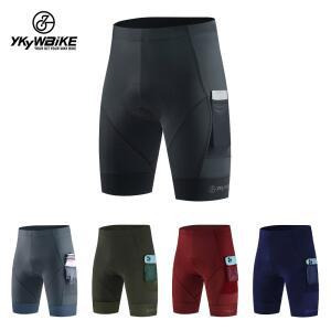 호환 YKYWBIKE 스포츠 패딩 자전거 반바지 남성용 사이클링 자전거 반바지 편안한 도로 자전거 바지 2 포켓 스타킹 슬림 피트