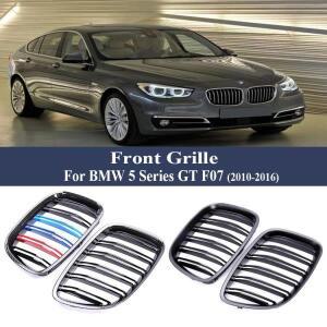 BMW 5 시리즈 GT F07 2010-2016 용 앞 범퍼 신장 로우 그릴 멀티 컬러 더블 크롬 탄소 섬유 라디에이터 레